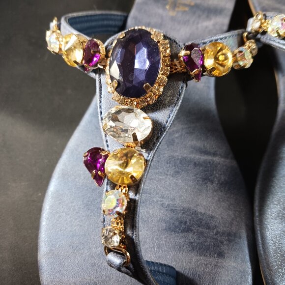 Patrizia By Spring Step Jeweled Blue Thong Sandal size 40 / US size 9 - Picture 4 of 10